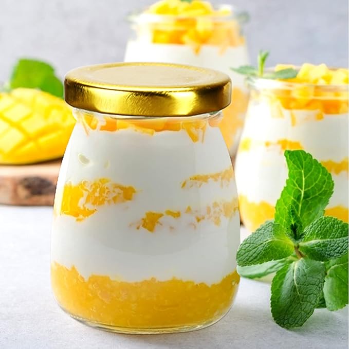 Small Glass Pudding / Yogurt Container With Airtight Lids,7oz Clear, For Milk,Jams,Jelly,Mousse,Fvaors,Spice, Food Storage Jars Sets 40Pack