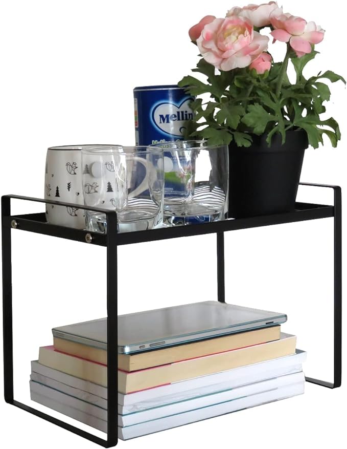 Cabinet Shelf, 13" Kitchen Counter Shelf, Metal Wire Stackable Cupboard Spice Rack, Space Saving Countertop Orgainzer and Storage Rack Shelves for Kitchen Pantry Bathroom