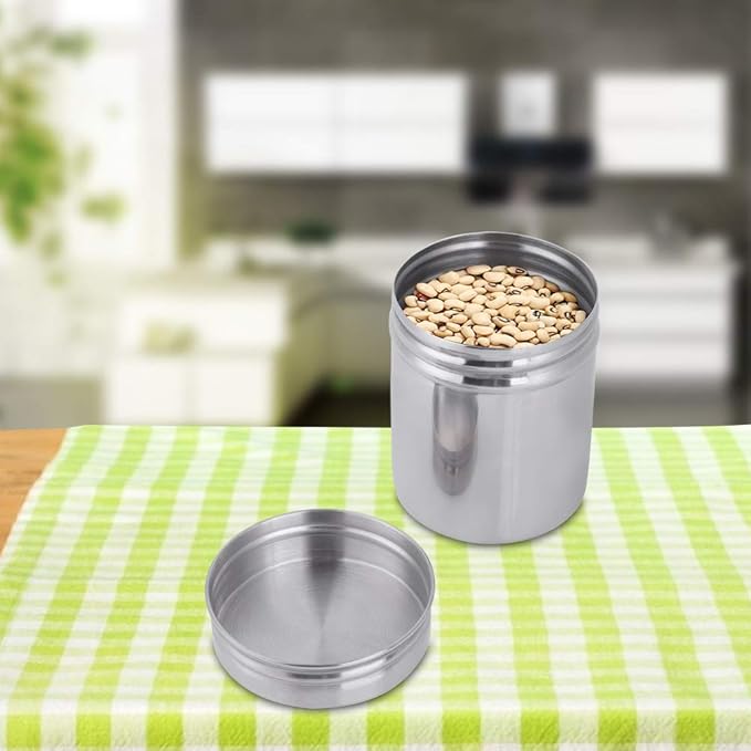 Sealed Storage Jar, Stainless Steel Tea Coffee Beans Storage Container Portable Food Storage Jar with Lid for Indoor Outdoor Travel Camping Picnic (Small / 275ml)