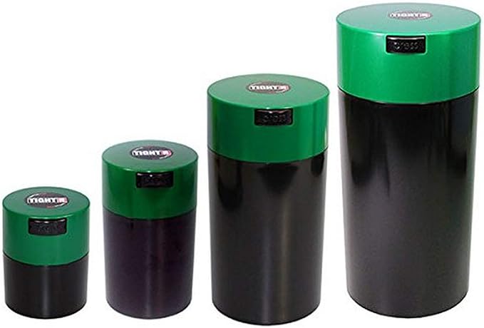 Tightvac Set of 4 - Patented Airtight Storage Container | Multi-use Vacuum Container Keeps Your Herbs and Dry Goods Fresh and Flavorful. Green Black