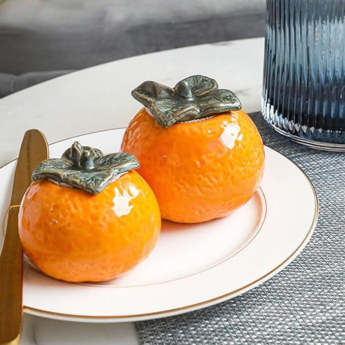 Ceramic Storage Jar Orange Canister Fruit Shape Food Storage Jar Cookie Jar Tabletop or Kitchen Storage Counter Decoration Housewarming Retro Classroom Decor