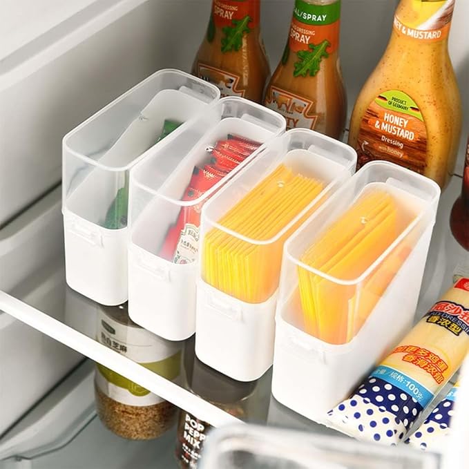 Sliced Cheese Container for Fridge, 2/4 PCS Cheese Storage Box with Flip Lid Plastic Cheese Keeper Cheese Saver Holder (4pcs)
