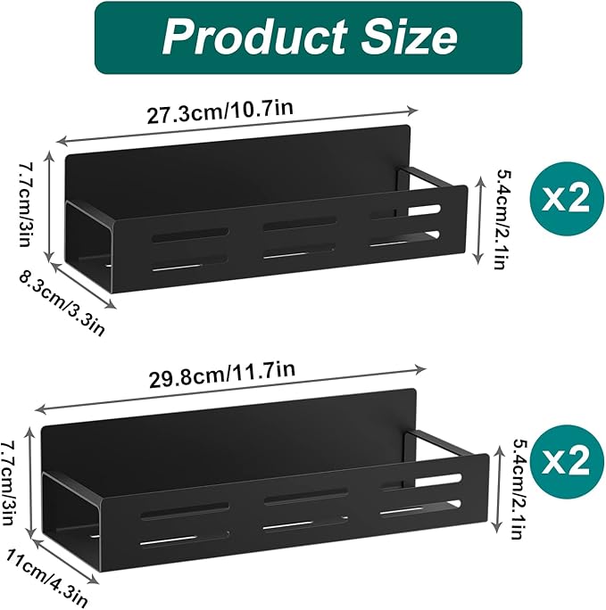 MFTEK Magnetic Spice Rack for Refrigerator, 4 Pack Spice Rack Organizer Strong Magnetic Shelf Seasoning Organizer, Metal Side Fridge Storage Rack, Space Saving Kitchen Organization
