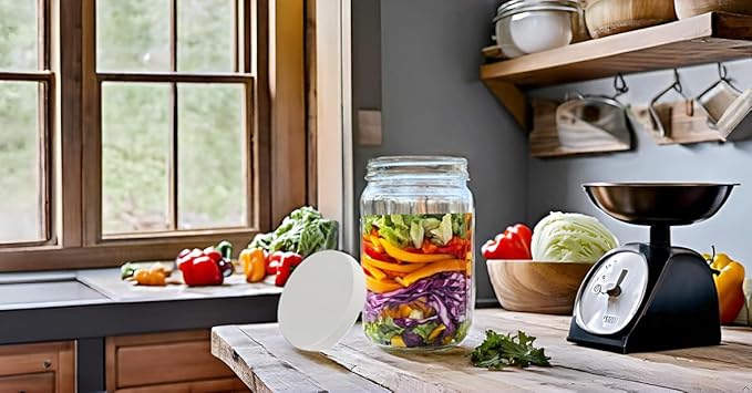 JARMING COLLECTIONS Mason Jars 32 Oz Glass EXTRA WIDE MOUTH Quart Storage Jars with Lids - BPA Free Plastic Storage Lids - Made in USA - Quart Glass Jars 32 oz with Airtight Lids (Set of 2)