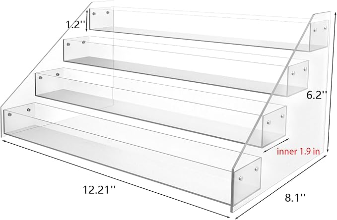 WUIVIUT Spice Rack Organizer For Cabinet, 1 4/5 in/Tier Acrylic Tiered Spice Shelf Can Storage Organizer for Kitchen Pantry Countertop