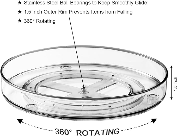 Amolliar Lazy Susan Organizer, 11" 4 Pack, Turntable for Cabinet, Kitchen, Fridge, Pantry Organizer and Storage, Countertop, Bathroom, Vanity, Rotating Tray, Condiment Spice Rack, Under Sink Organizer