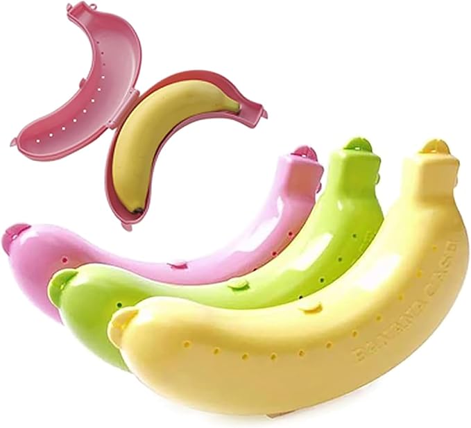 Yellow Banana Storage BPA-Free Outdoor Travel Case,Keep Fresh Banana Keeper and Protector, Cute Banana Carrier Storage Box for Picnic Camping,Food Containers