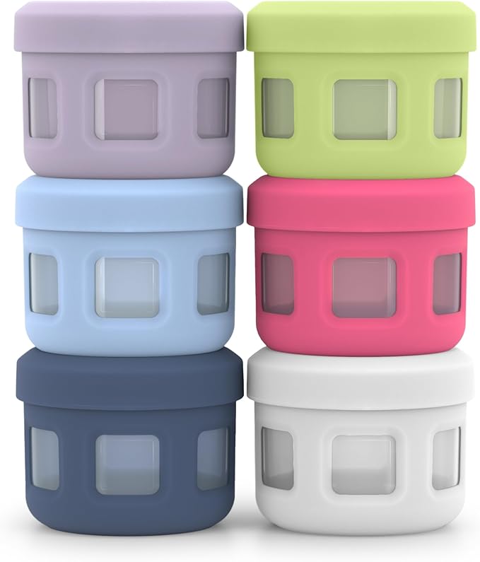Ello Reusable Condiment Containers 4oz each with Screw-on Leak Proof Lid | Perfect for Salad Dressing Sauce Dips Lunchbox Picnic Travel Bento Box | BPA-Free | Dishwasher Safe