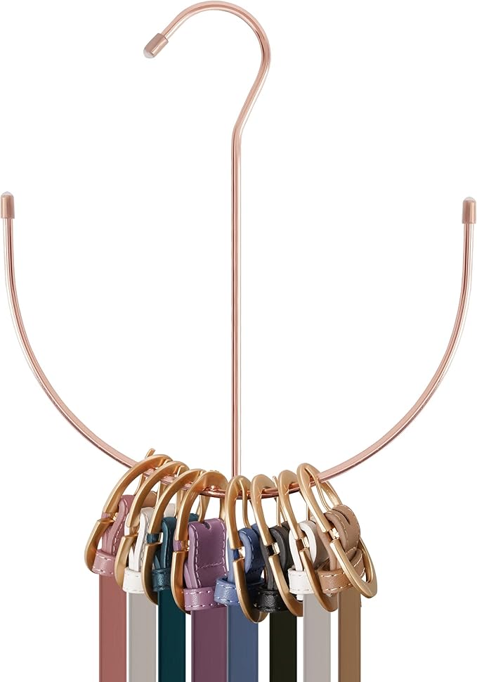 ZEDODIER Belt Hangers, Belt Rack Closet Accessories Organizers, Closet Organizer Hook Rack for Belt, Ties, Scarves, Camisoles, Hats, Bras, Shoes, Rose Gold