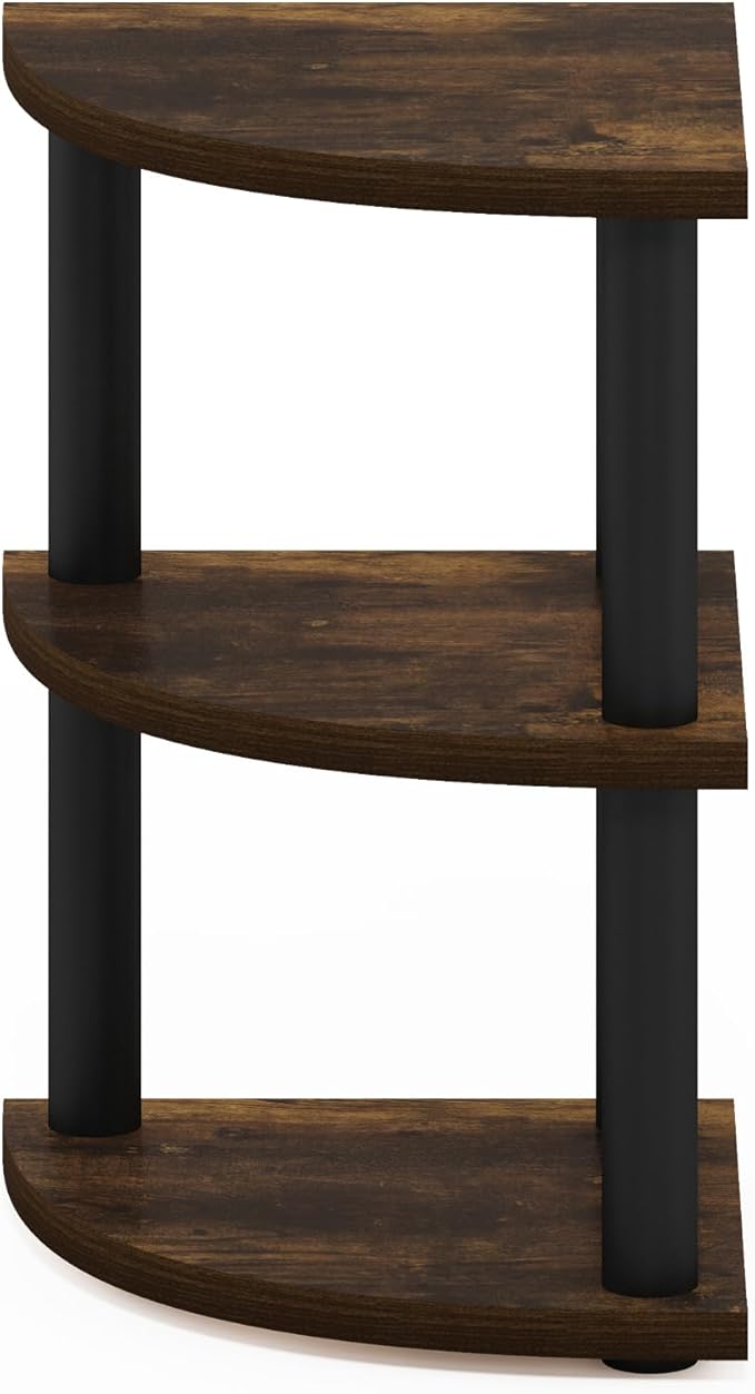 Furinno Turn-N-Tube 3-Tier Corner Countertop Organizer Shelf, Amber Pine/Black