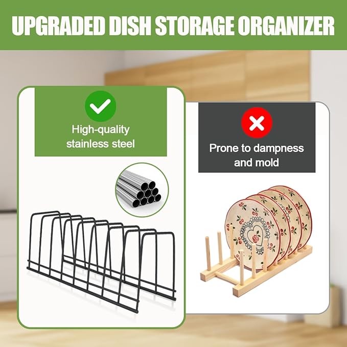 4 Pack Pot Lid Holder Kitchen Pot Lid Organizer Cabinet Rack Suitable for Bakeware, Dish, Plate, Pots & Pans, Cutting Boards, Serving Trays, Reusable Containers in Cabinet Pantry (Black)