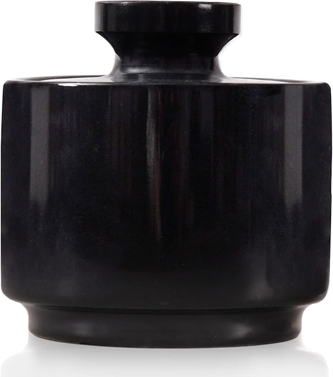 Marble Salt Cellar with Lid 3" Inch Black Spice Jar & Stone Salt Container For kitchen Countertop, Modern Sugar Bowl