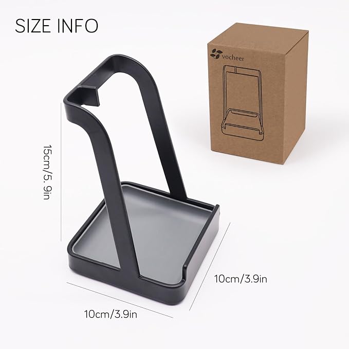 vocheer Pot Lid Holder, Stainless Steel Kitchen Organizer Rack Spoon Rest Rack Holder-Lid Stand for Utensils in Kitchen, Black