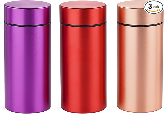 OZCHIN Aluminum Storage Jar Portable Airtight Smell Proof Container Bottle Multipurpose Storage Container for Spices, Coffee & Teas 80ml (Rose Gold&Purple&Red)