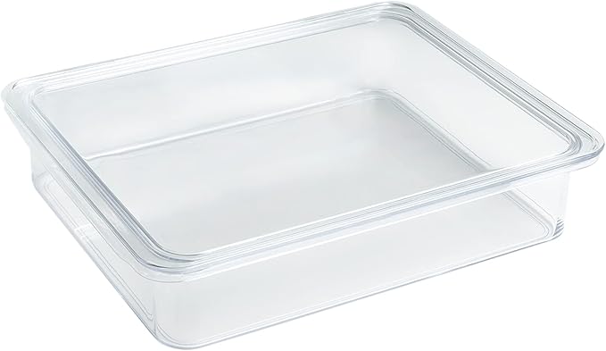 Kitchen Spaces Stackable Fridge Storage Containers, Compact Organizers with Lids for Kitchen and Pantry, Keep Deli Meats and Cheeses Fresh, Clear and Sturdy Food Bins, 2 Pack, Hand Wash Only