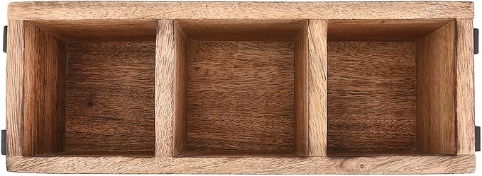 Mango Wood Utensil Drawer Organizer, Silverware Tray Organizer, Kitchen Drawer Organizer for Flatware Cutlery (11" x 4" x 4.5")