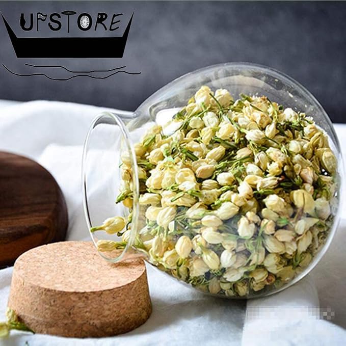 1PCS 500G/17oz Cear Empty Round Large Capacity Sealed Glass Bottles Vial Jars Packing Storage Hoder Containers with Wood Cork Stopper for Make up Cosmetics Spice Food Snack Tea and More
