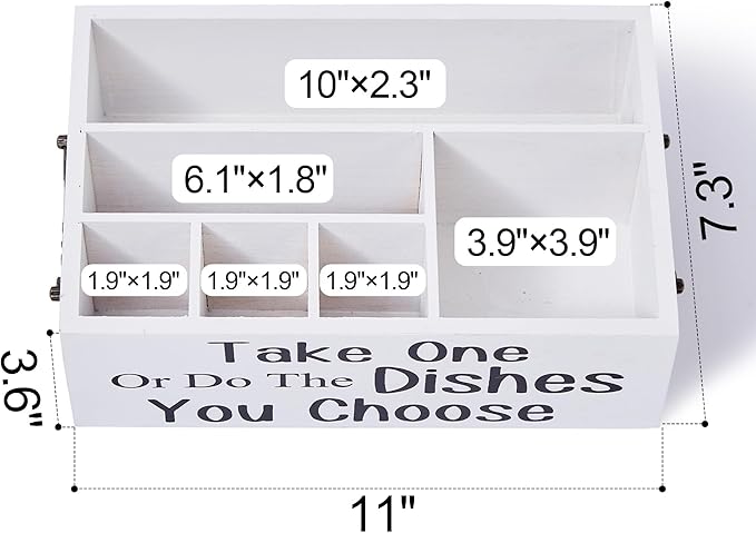 Small Paper Plate Holder,Utensil Cutlery Caddy Organizer for Kitchen Countertop,Party,Picnic,Wood Silverware Dispenser For Cups Forks Spoons Plates Napkins,Coffee Station Organizer(White)