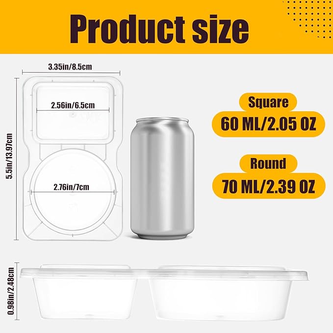 10 Sets Reusable Snack Containers with Lids, BPA-Free Double Compartment Condiment Storage, Leakproof Dipping Cups for Meal Prep, Portion Control, Travel & Outdoor Use (10)