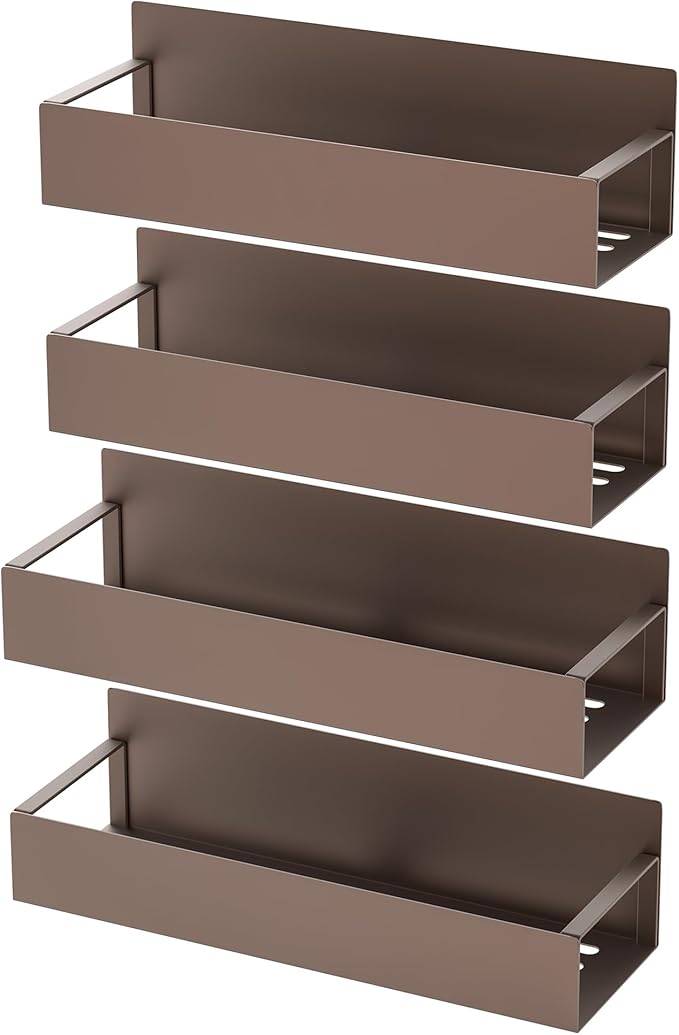 4 Pack Magnetic Spice Storage Rack Organizer for Refrigerator and Oven, Bronze Fridge Organizers and Storage