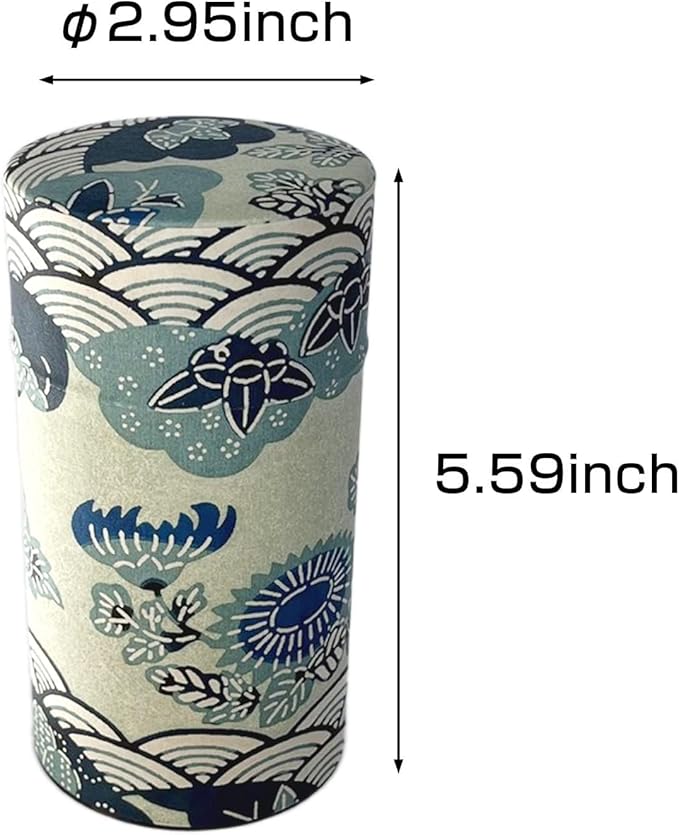 TOKYO ART Japanese tea canister tin for storing green tea leaves and matcha - perfect for preserving freshness, with a tin interior and washi paper exterior (karahana)