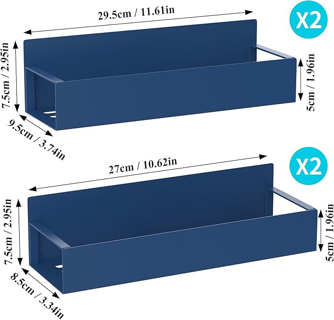 4 Pack Magnetic Spice Storage Rack Organizer for Refrigerator and Oven, Dark Blue Fridge Organizers and Storage