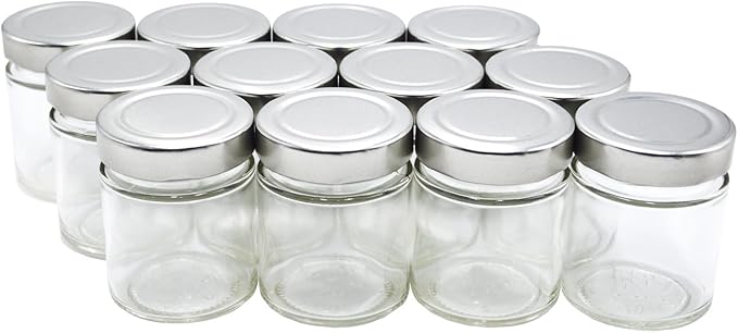 12 pieces of 5oz Glass Spice Bottles Spice Jars with Silver Metal Lids