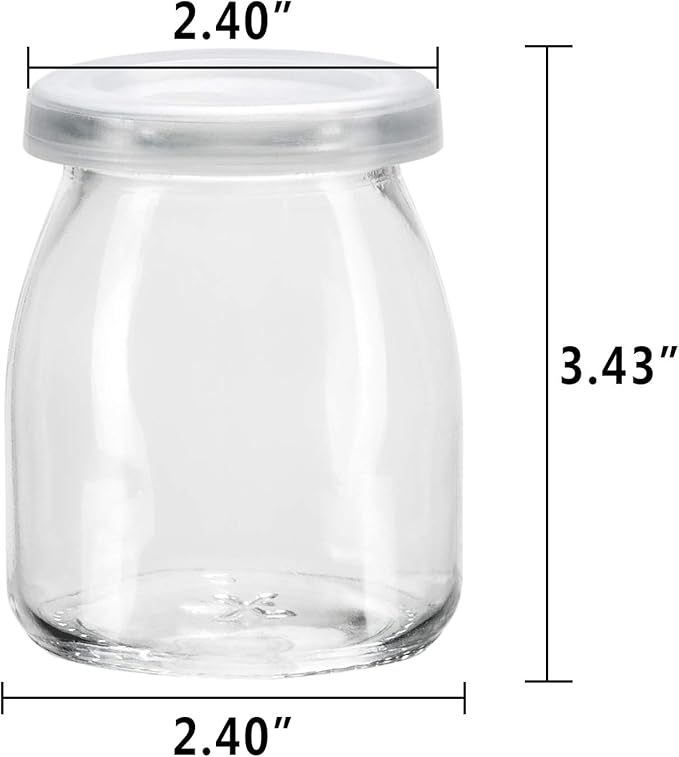 Encheng Clear Glass Jars With Lids, Yogurt & Pudding Containers, 7 oz, 20 Pack