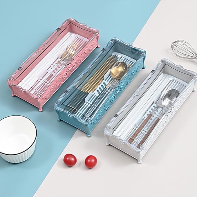 Utensil Organizer for Kitchen Drawers: Silverware Organizer Kitchen Drawer Organizer with Lid Cooking Utensil Tray Cutlery Silverware Flatware Holder for Forks(Random Color)