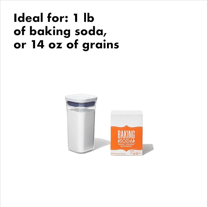 OXO Good Grips POP Container - Airtight Food Storage - Mini Square Short 0.5 Qt Ideal for 1 lb of baking soda or 14 oz of grains