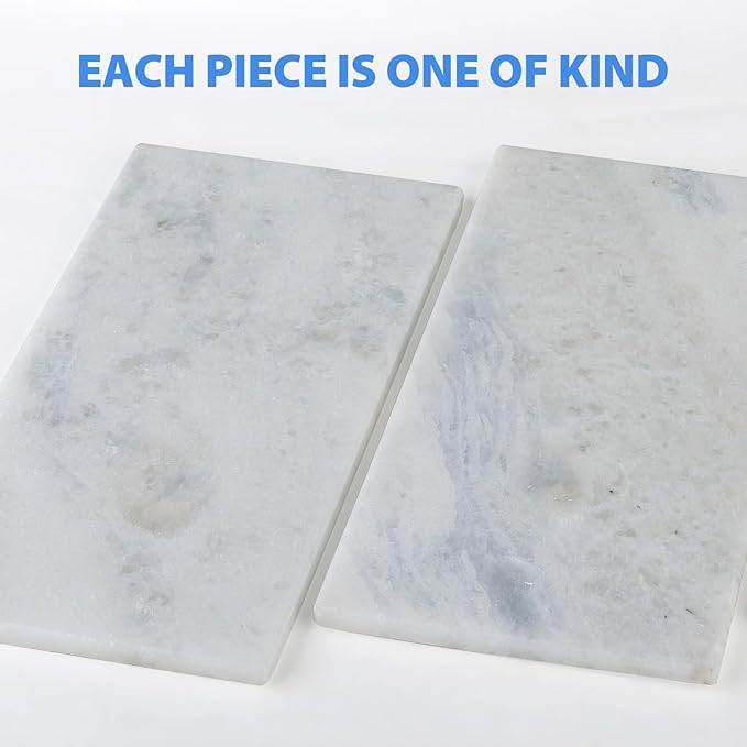 Koville African Natural Marble Board for Kitchen Pastry Bread, 12" x 6" Genuine Stone Slab, Marble Tray Cheese Board for Counter, Bathroom Trays Perfume Tray Jewelry Candle Plate (Namib Fantasy)
