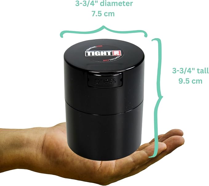 Tightvac - Premium Airtight Herb Storage Container - Holds ½ oz to 3 ounces - Keep Your Herbs and Dry Goods Fresh and Flavorful. Black