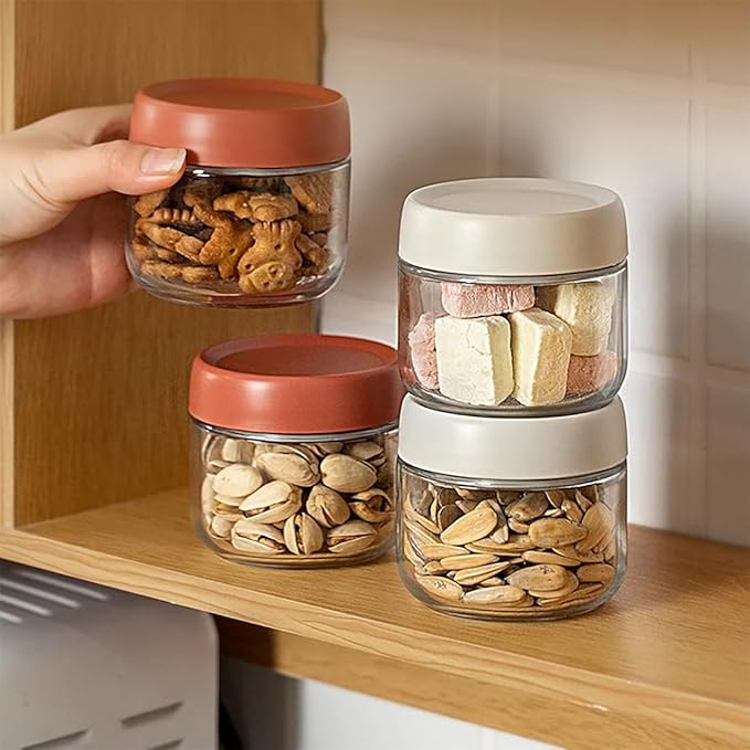 9.8 FL oz Glass Jar with Airtight Lid,Small Glass Containers With Lids,Overnight Oats Containers with Lids,Meal Prep jar, Chia Pudding jars with lids.Yogurt container(9.8oz-3 Pack)