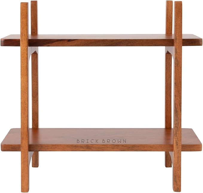 Premium Zen Organizer | 2-Tier Wooden Spice Rack | Kitchen Countertop Shelf | Tiered Shelf Organizer | Grocery Rack (41 x 23 x 38 Cm)
