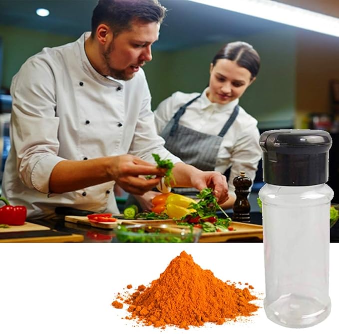 FEOOWV 100 Pcs Empty Plastic Spice Bottles Set for Storing Barbecue Seasoning Salt Pepper and More 75 ml/2.5 oz (Black)