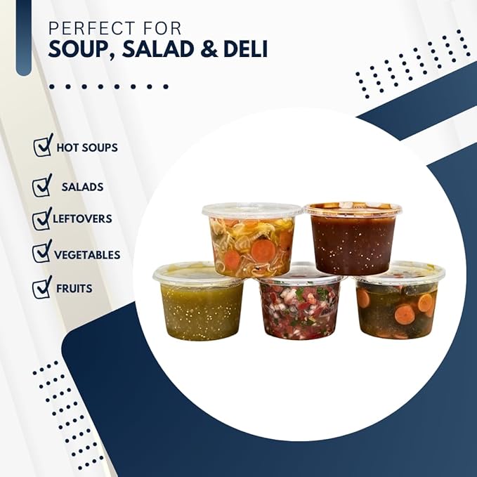 Green Direct 64 oz Plastic Round Deli Containers with Lids - Freezer Safe, BPA-Free, Disposable Food Storage for Soups, Ice Cream, and Meal Prep - Pack of 8