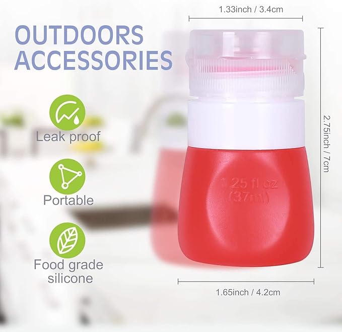 YINGGG Squeeze Portable Salad Dressing Container to Go Bottles for Sauces, Mini Salad Dressing Bottles,Leakproof Condiment Storage Bottle, Dressing to Go for Lunch set of 4 (37ML)