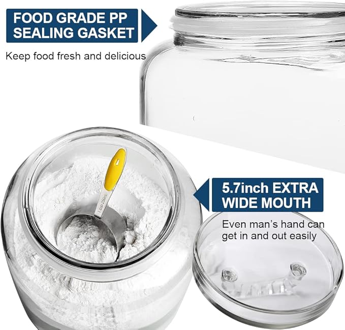 3 Gallon Glass Jar with Lid, Wide Mouth Large Glass Canister with lid, Super Large Cookie Jar for Food Storage, Sugar, Flour, Cookies,Dog Treats