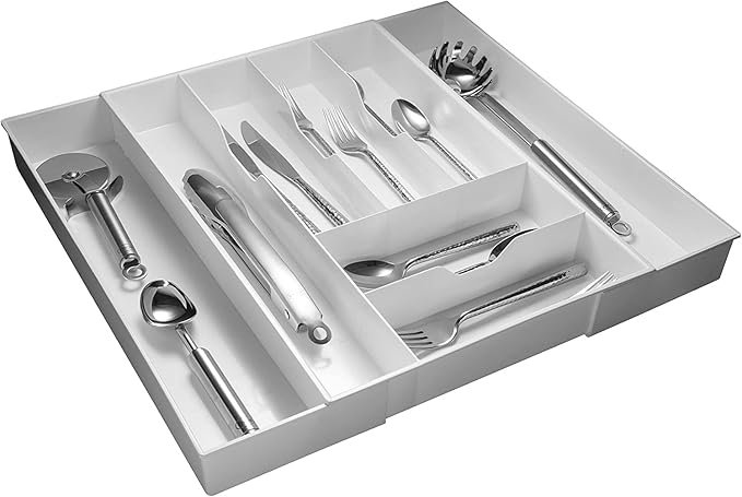 Dial Industries Expandable Silverware, Utensil and Cutlery Kitchen Drawer Organizer Tray, Extra Wide
