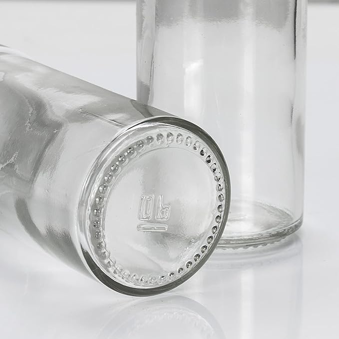 2 Pcs Glass Spice Jars/Bottles - 3oz Empty Round Spice Containers with Airtight Metal Caps with Shaker Lids (2, clear)