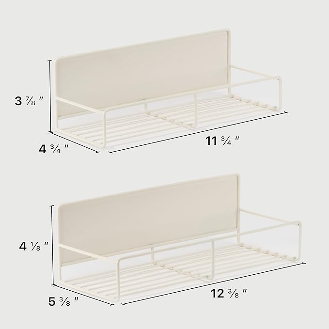 Strong Magnetic Spice Rack For Refrigerator, Large Size Space Saving Organizer, Durable Shelf for Oven, Fridge - 4 Pack - Iron - Cloud Dancer