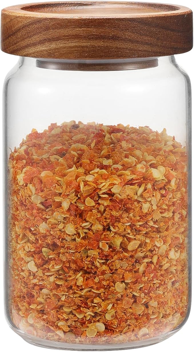 Small Glass Jar with Lids Thicken Glass Coffee Storage Canister Borosilicate Glass Food Containers Bottle for Spice Ground Nut Pasta Sugar Candy Tea (6.7oz(200ml)-1 PACK