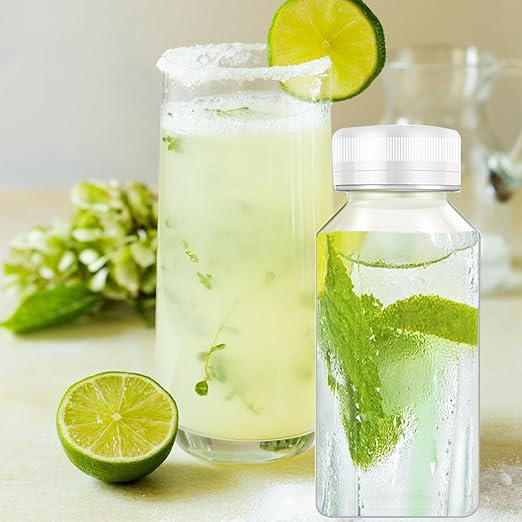 8 Pcs 8 Oz Juice Bottles Plastic Mini Fridge Bottles, Leak Proof, Beverage Containers for Juice, Smoothie, Milk, White Lid