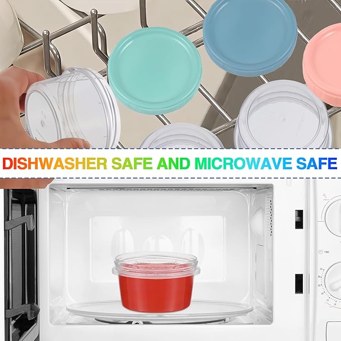 24pcs 8 oz Plastic Containers with Screw Lids, Reusable Clear Food Storage Containers with Pen and Brush for Snack Salad Fruit, Leakproof Small Freezer Containers, Microwave & Dishwasher Safe
