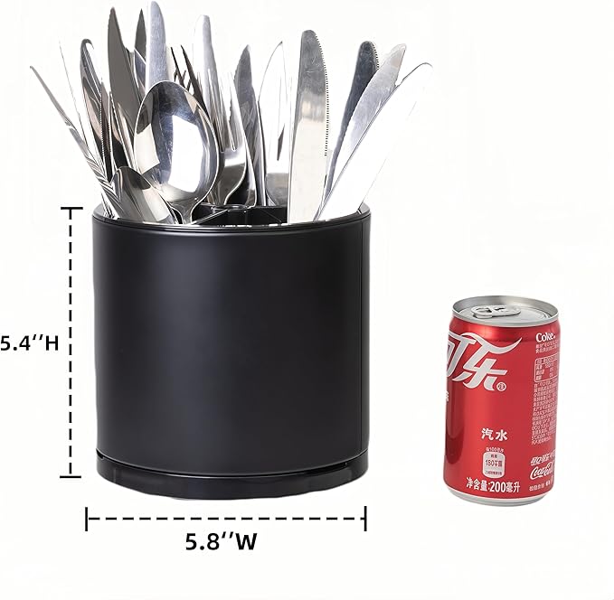 Utensil Holder,360°Rotating Kitchen Utensil Holder For Counter,Cooking Silverware Organizer Stainless Steel Caddy Flatware Spoon Spatula Tool Cutlery Container