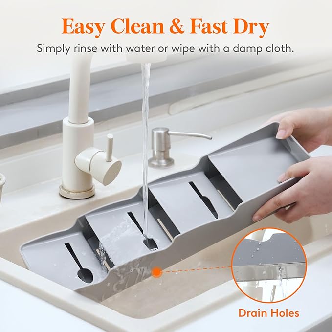 Lifewit Compact Flatware Drawer Organizer, Narrow Silverware Tray for Kitchen Drawers, Plastic Cutlery Holder for Spoons, Forks and Knives, Utensils Storage Organization, 3 Pack, Gray