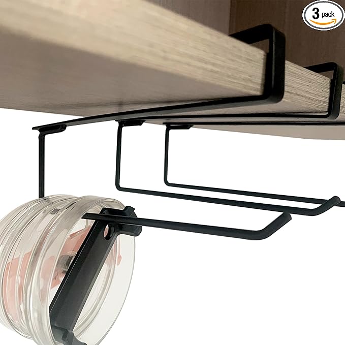 3 Pieces Tumbler Lid Storage Hook, No Install Cup Lid Organizers Inside Cabinet (No Screws, No Adhesive), Clip-On Cup Lid Organizer for Saves Kitchen Space (Black)