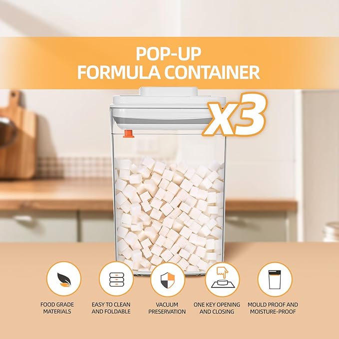 Food Storage Jars with POP-UP Lids- 3 Piece(0.7qt / 23oz),Airtight Food Storage Containers,Storage for Milk Powder Coffee Candy Noodles Nuts for candy