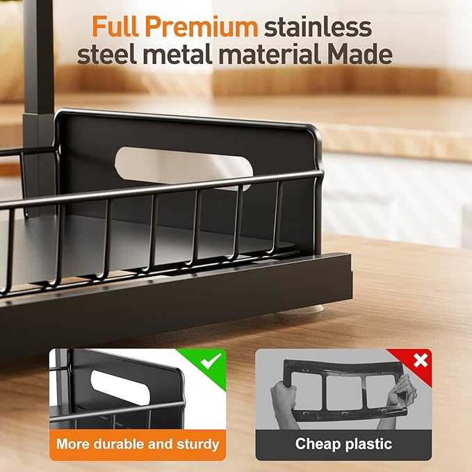 Under Sink Organizer 1 Pack,Pull Out Cabinet Organizer Shelf,Kitchen Bathroom Organizers and Storage with Sliding Drawer,Storage Shelves,Storage and organization for Home,Laundry Room,RV,Pantry,Spice