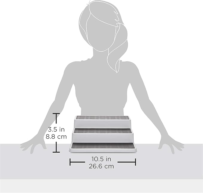 Copco 5220597 Non-Skid 3-Tier Spice Pantry Kitchen Cabinet Organizer, 10-Inch, Set of 2
